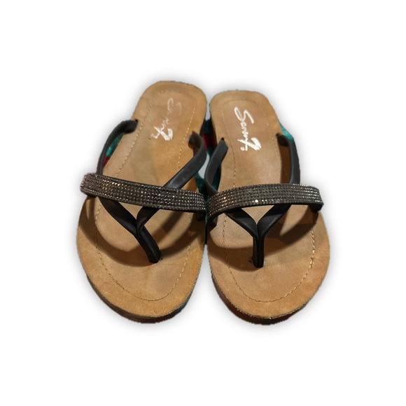 Seven7 Shoes - Seven7 Black Sandals With Rhinestone Straps